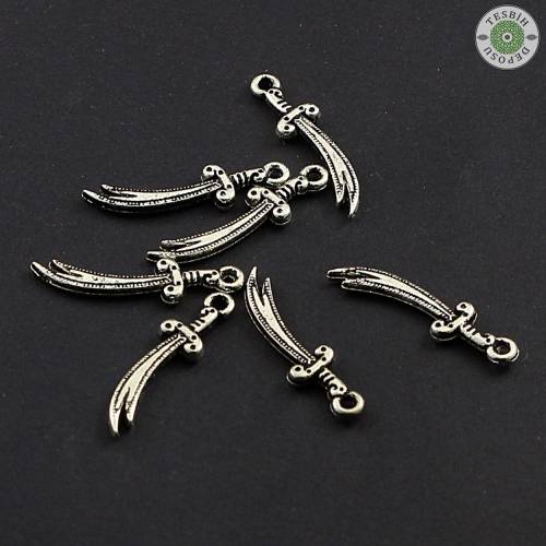 10 Adet Orta Boy 2,5 cm Zülfikar Hz. Ali Kılıcı Figürü Püskül Ucu