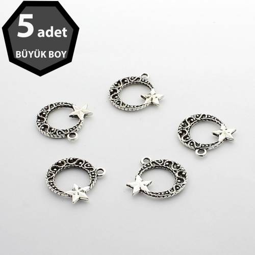 5 Adet Orta Büyük Ay Yıldız Püskül Ucu