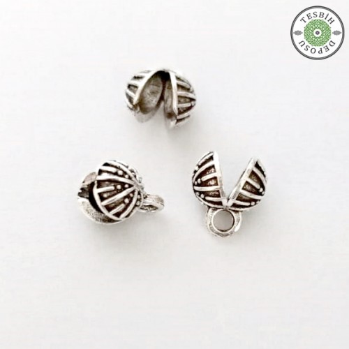 7 mm Nokta Desenli Düğüm Gizleyici Kapama Gümüş Renk - 1 Adet